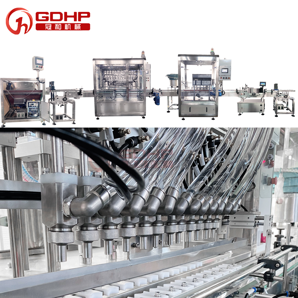 免洗洗手液灌裝旋蓋貼標(biāo)生產(chǎn)線